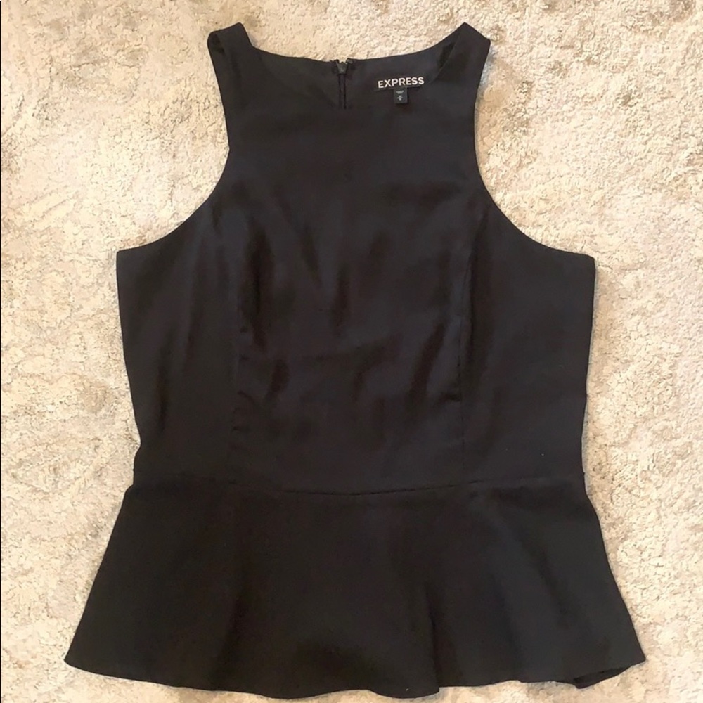 Black peplum style shirt from Express
